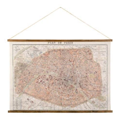 Toile Plan De Paris En Tissu Et Sapin 125x86cm
