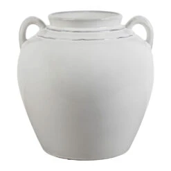 Vase Avec Anses En Grès Blanc H28cm - Mijas