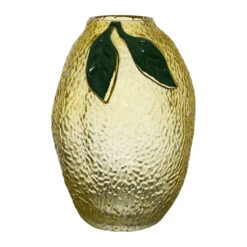 Vase Citron En Verre Fumé Jaune H19cm - Medi