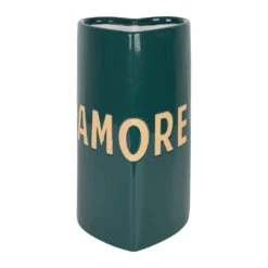 Vase Coeur En Grès "Amore"émeraude H24cm - Funky