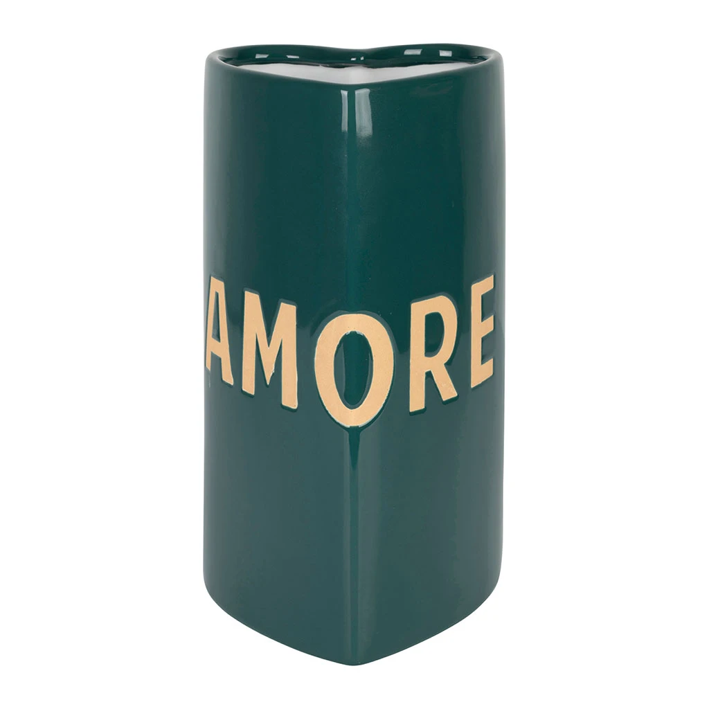 Vase Coeur En Grès "Amore"émeraude H24cm - Funky 1 Vase Coeur En Grès "Amore"émeraude H24cm - Funky