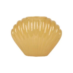 Vase Coquillage En Verre Ocre H14.5cm - Leucie