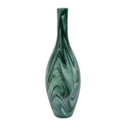 Vase Dame-jeanne En Verre Vert Et Blanc H50cm - Silicio