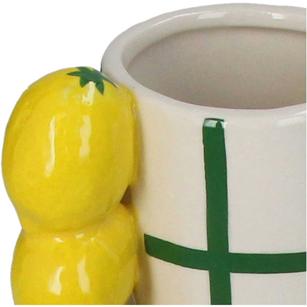 Vase En Grès Citron Rayé Vert H18cm 2 Vase En Grès Citron Rayé Vert H18cm – Image 2