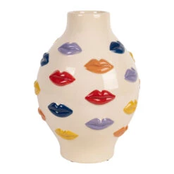 Vase En Porcelaine Avec Lèvres Multicolore H30cm - Visage-Arty