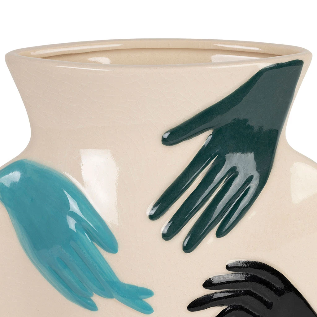 Vase En Porcelaine Avec Mains Bleu H31cm - Visage-Arty 2 Vase En Porcelaine Avec Mains Bleu H31cm - Visage-Arty – Image 2