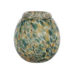 Vase En Verre émeraude Et Doré H23cm - Menorca