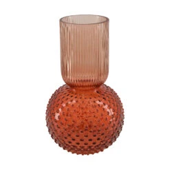 Vase En Verre Fumé Rose H25cm
