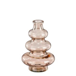 Vase En Verre Recyclé Fumé Rose H22cm - Sira