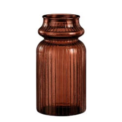 Vase En Verre Strié Marron H28cm - Rosa