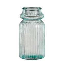 Vase En Verre Strié Transparent H28cm - Rosa
