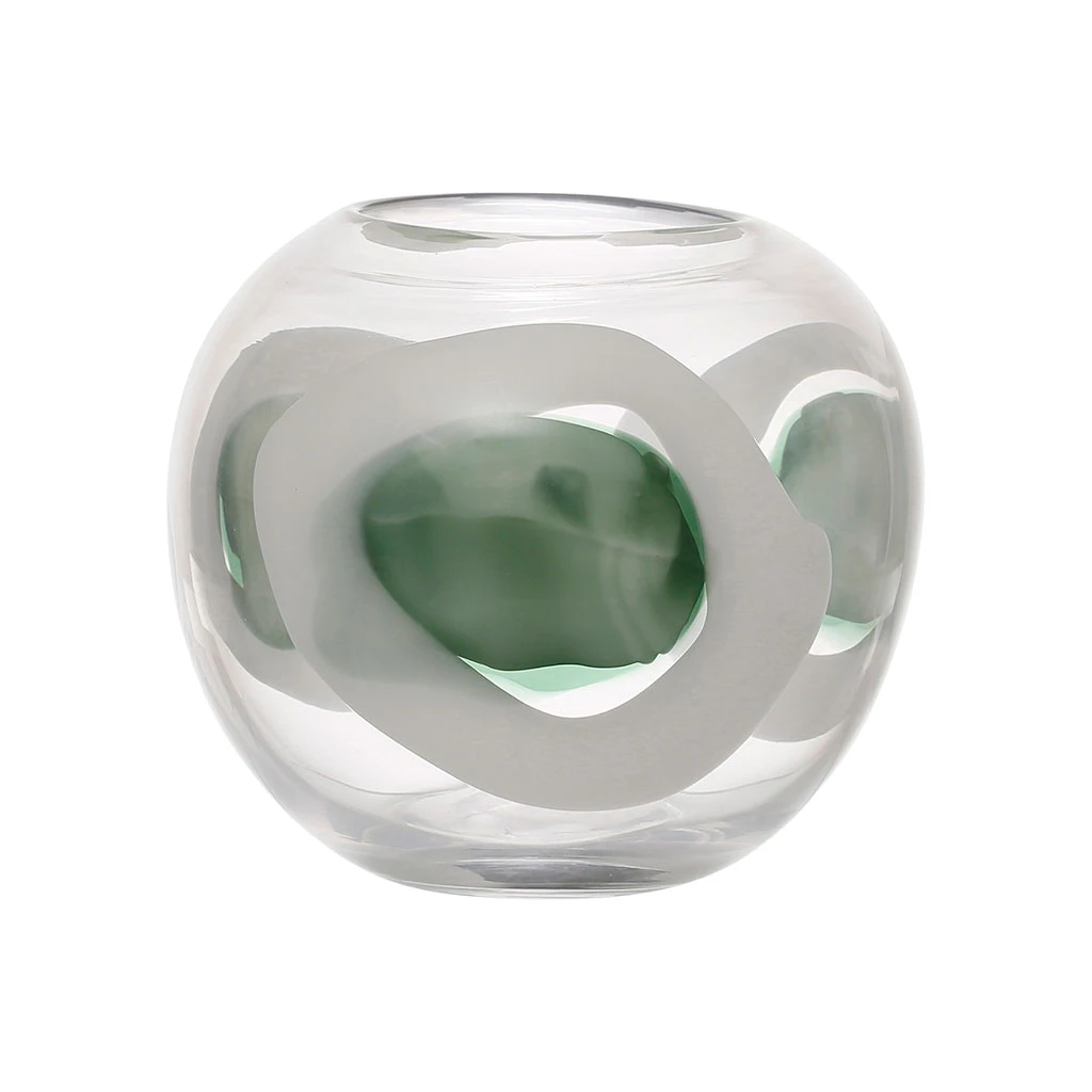 Vase En Verre Vert D19xh17cm - Eucalyptus 1 Vase En Verre Vert D19xh17cm - Eucalyptus