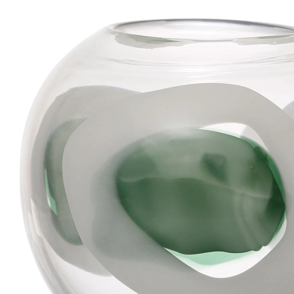 Vase En Verre Vert D19xh17cm - Eucalyptus 2 Vase En Verre Vert D19xh17cm - Eucalyptus – Image 2