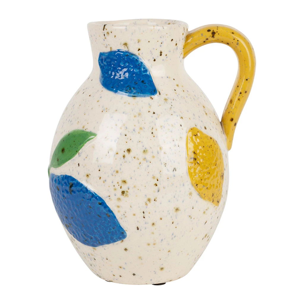 Vase Pichet En Porcelaine Bleu Et Jaune H20cm - Medi 1 Vase Pichet En Porcelaine Bleu Et Jaune H20cm - Medi