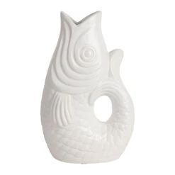 Vase Poisson En Grès Blanc H30.5cm - Mer