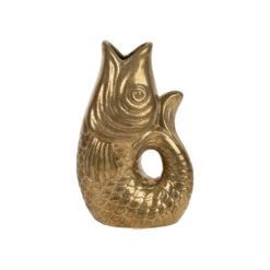 Vase Poisson En Grès Doré H19.5 Cm - Mer