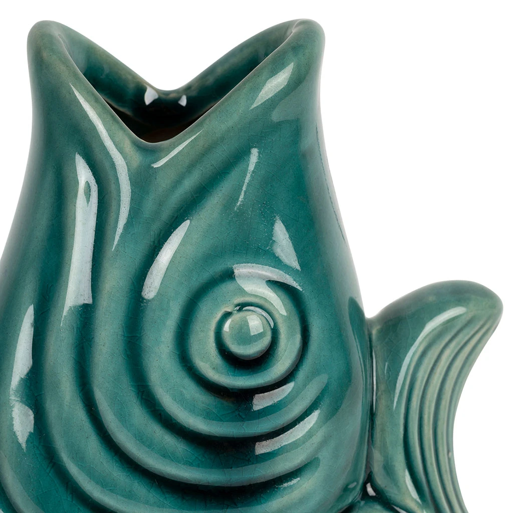 Vase Poisson En Grès émeraude H19.5cm - Mer 2 Vase Poisson En Grès émeraude H19.5cm - Mer – Image 2