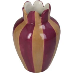Vase Rayures Grès Violet 10x10x16cm