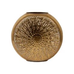 Vase Rond En Fer Doré H45cm - Hamada