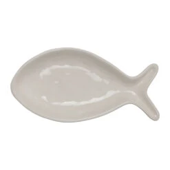 Vide Poche Poisson En Dolomite écru 20x10cm